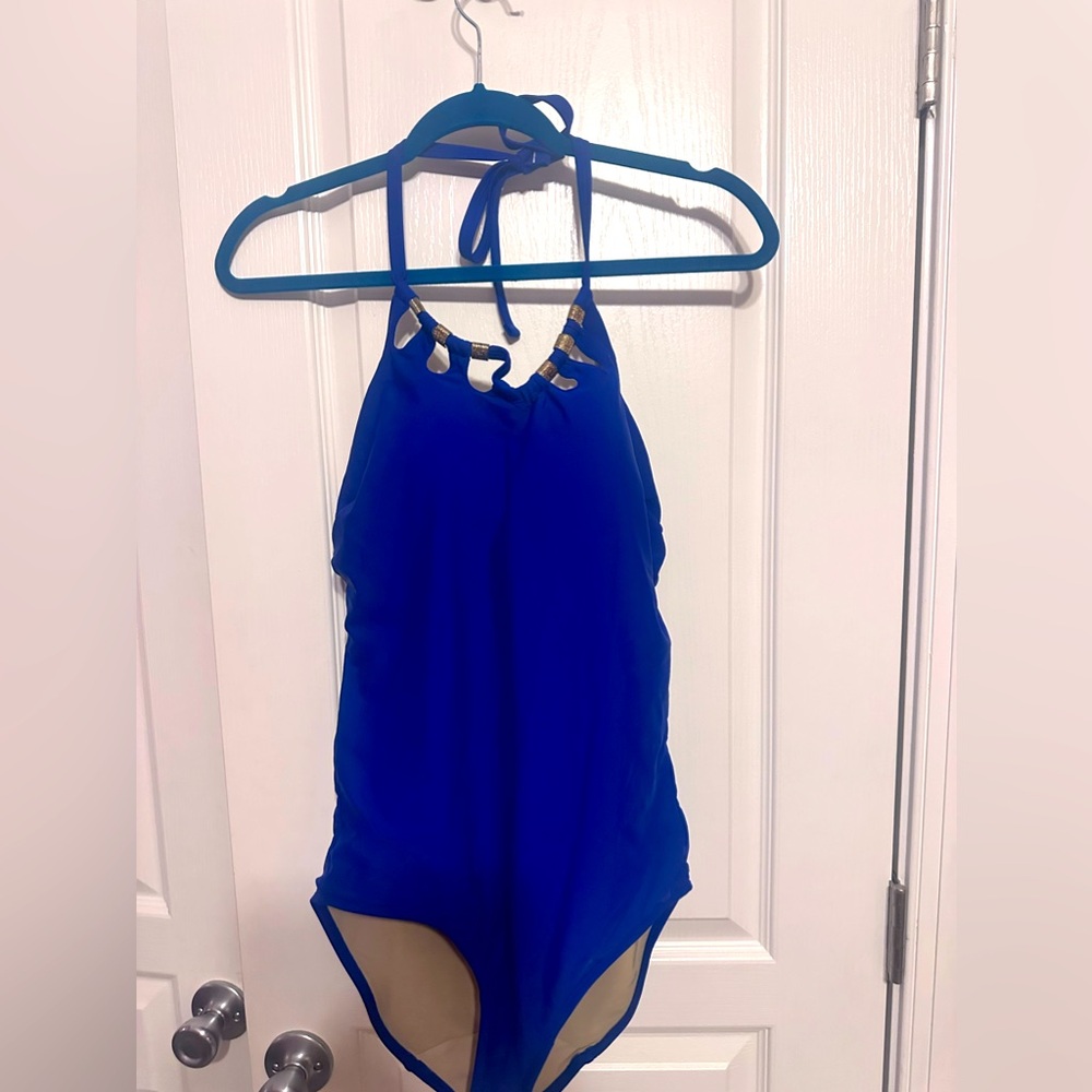 Beautiful blue and gold one piece swimsuit